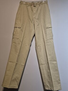 Men's Tan Cargo Pants with Button Flap Pockets